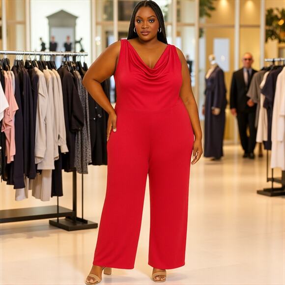 Jill Alexander Cherry Red Plus Size Jumpsuit – Size 2X - Picture 4 of 5